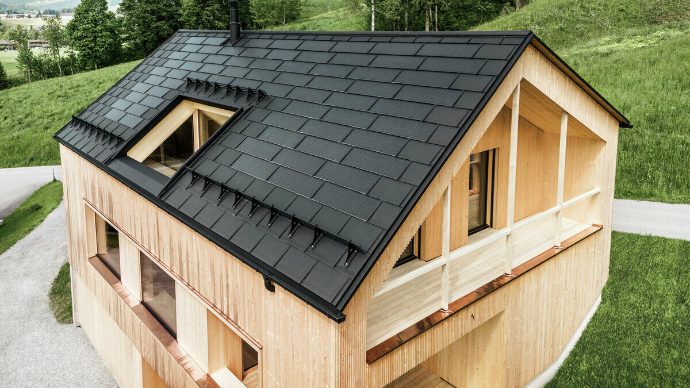 PREFA Solardachplatte – Vogelperspektive Ökohaus Egg